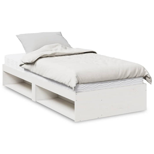 Daybed with mattress white 100x200 cm solid pine wood