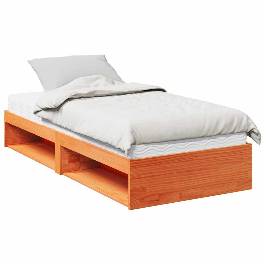 Daybed with mattress wax brown 100x200 cm solid pine wood