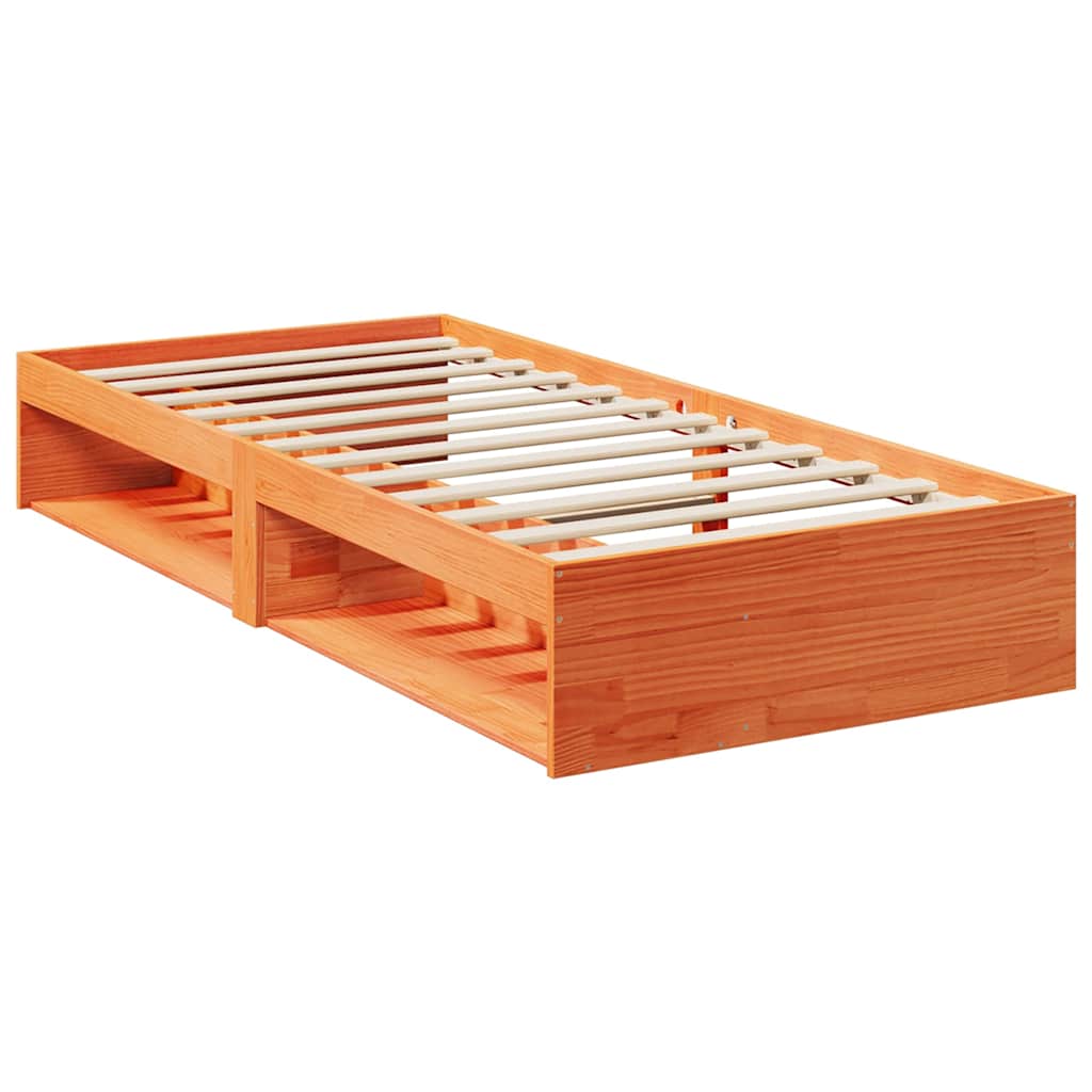 Daybed with mattress wax brown 100x200 cm solid pine wood