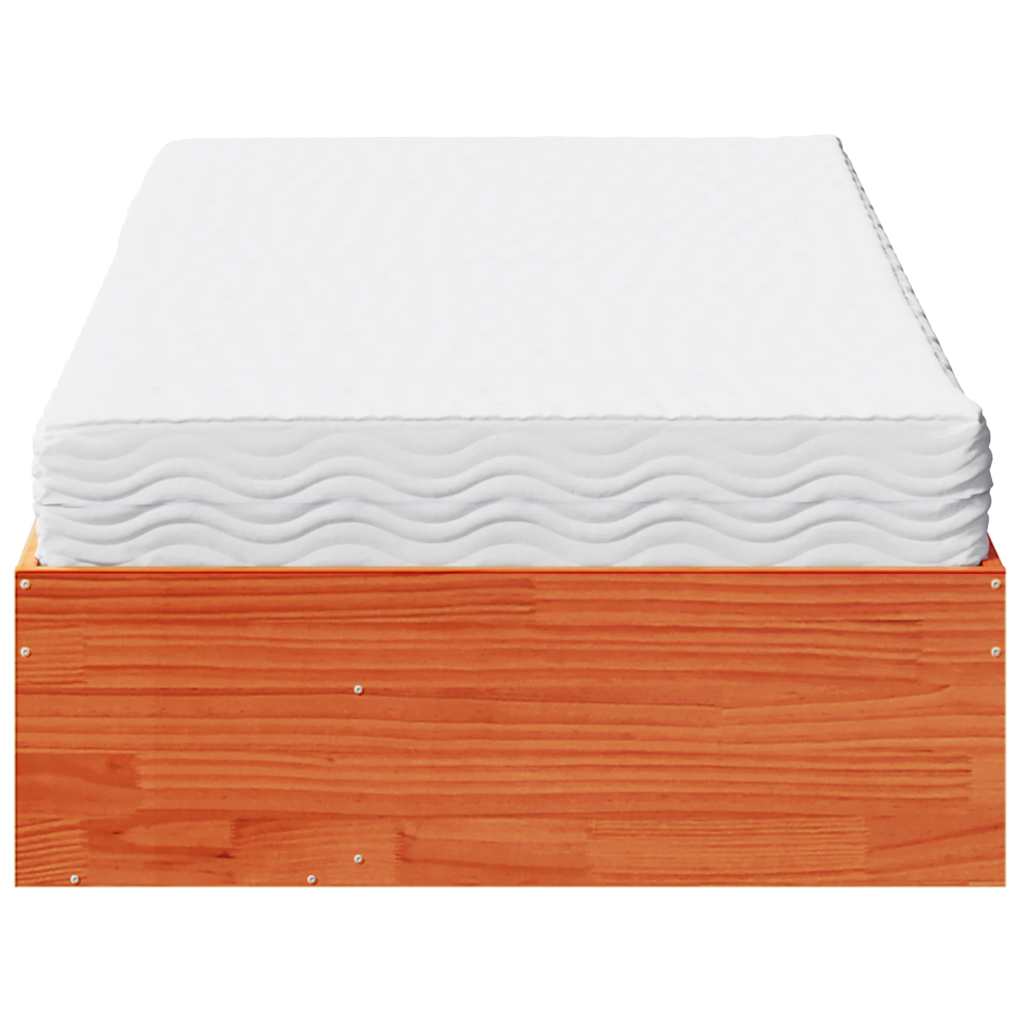 Daybed with mattress wax brown 100x200 cm solid pine wood