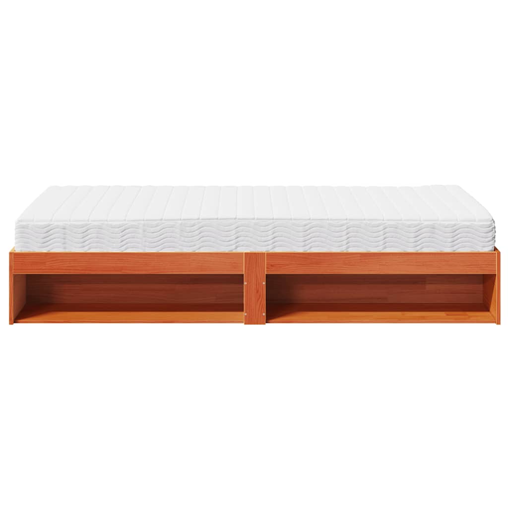Daybed with mattress wax brown 100x200 cm solid pine wood