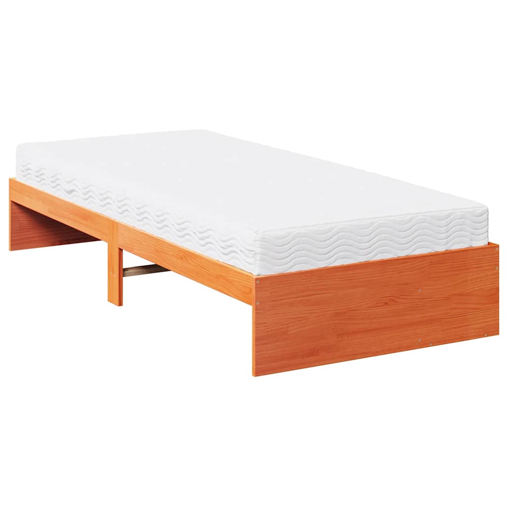 Daybed with mattress wax brown 100x200 cm solid pine wood