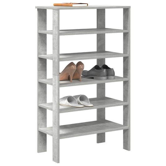 Étagère à chaussures gris béton 61x32x105 cm en bois