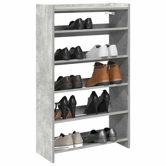 Étagère à chaussures gris béton 60x25x100 cm en bois