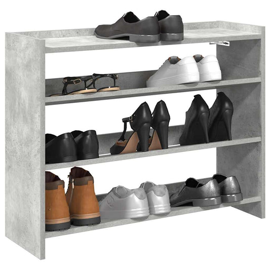 Étagère à chaussures en béton gris 80x25x62 cm en bois