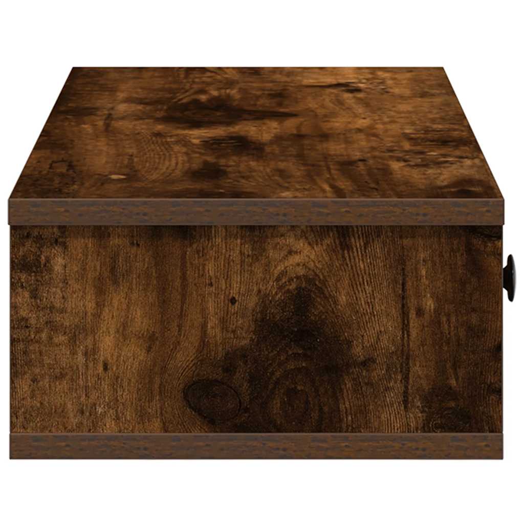 Wall shelf with drawers smoked oak 60x25x15 cm wood material