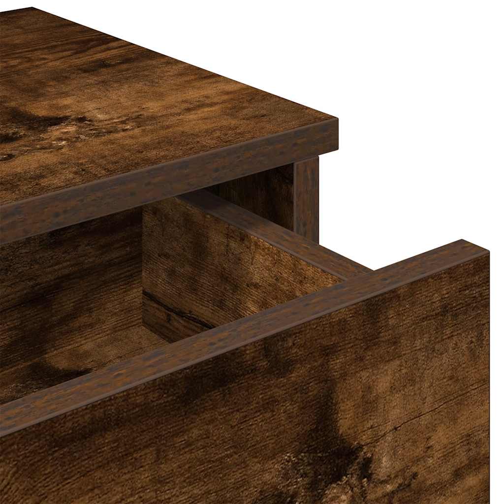 Wall shelf with drawers smoked oak 60x25x15 cm wood material