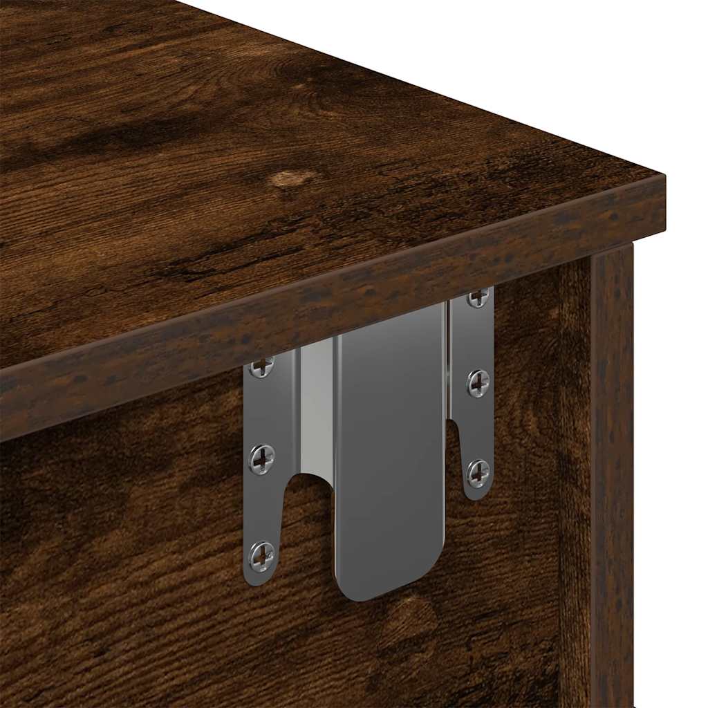 Wall shelf with drawers smoked oak 60x25x15 cm wood material