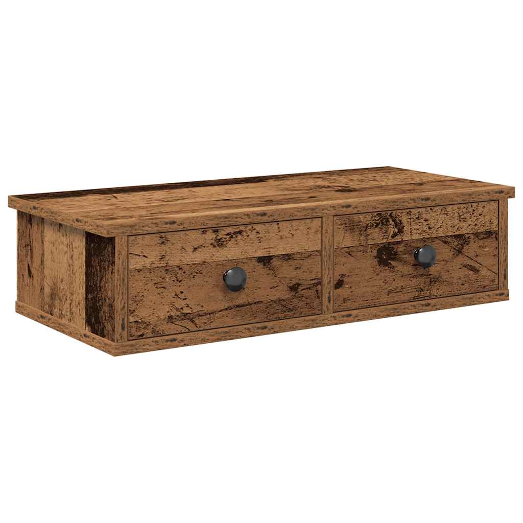 Wall shelf with drawers old wood look 60x25x15cm wood material