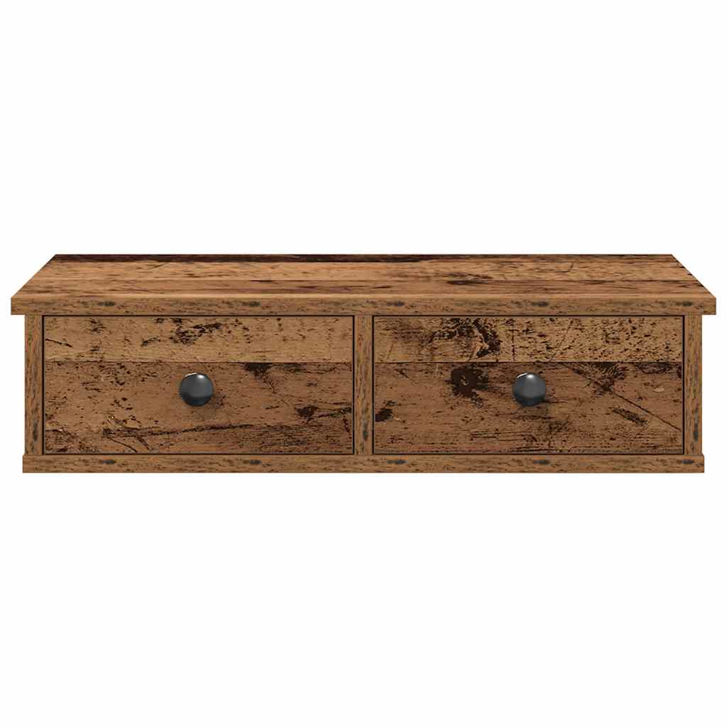 Wall shelf with drawers old wood look 60x25x15cm wood material