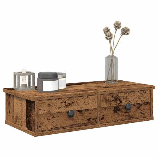 Wall shelf with drawers old wood look 60x25x15cm wood material