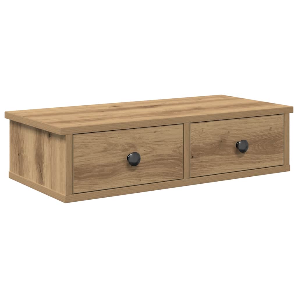 Wall shelf with drawers Artisan oak 60x25x15cm wood material