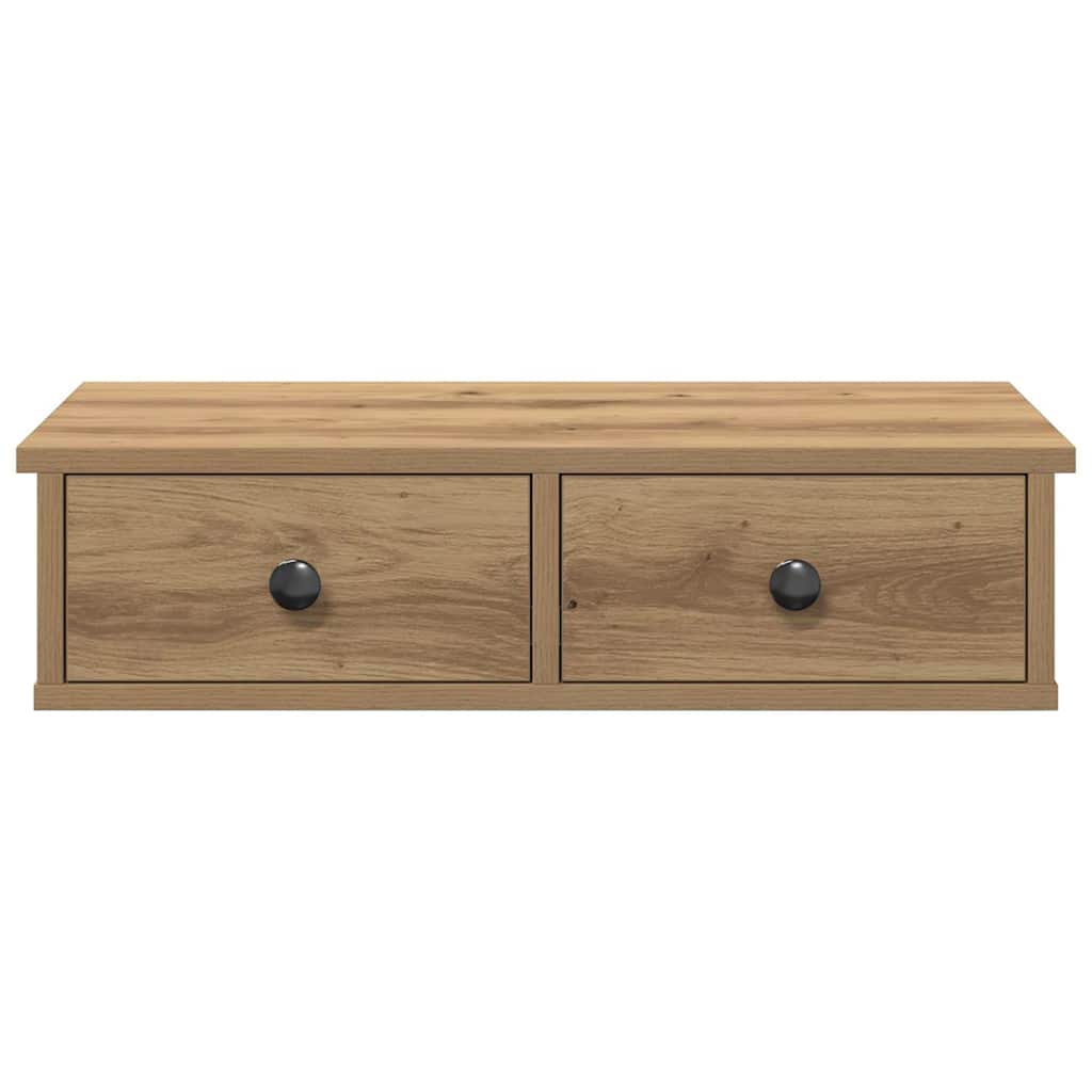 Wall shelf with drawers Artisan oak 60x25x15cm wood material