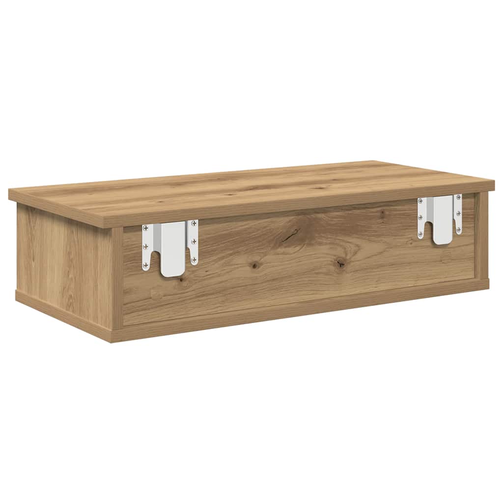 Wall shelf with drawers Artisan oak 60x25x15cm wood material