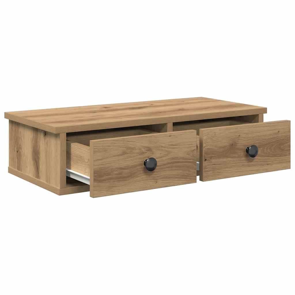 Wall shelf with drawers Artisan oak 60x25x15cm wood material