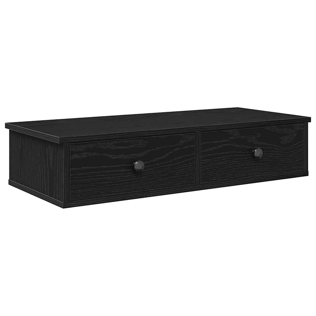 Wall shelf with drawers Black 80x31x17 cm wood material