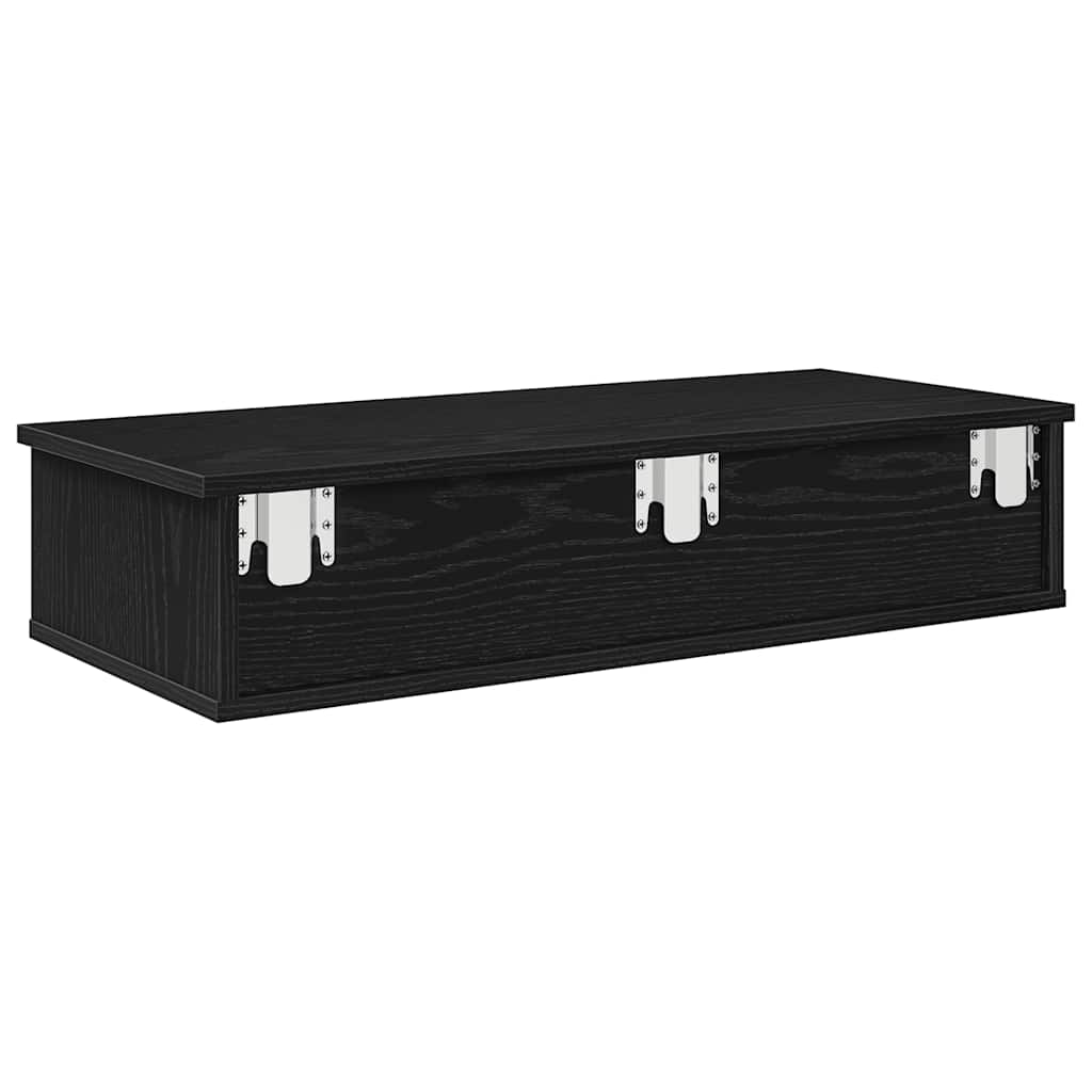 Wall shelf with drawers Black 80x31x17 cm wood material