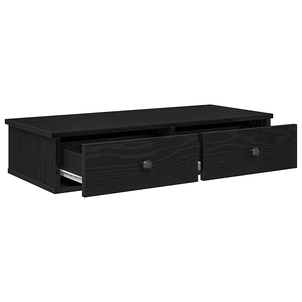 Wall shelf with drawers Black 80x31x17 cm wood material