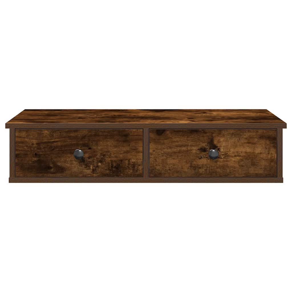 Wall shelf with drawers smoked oak 80x31x17 cm wood material