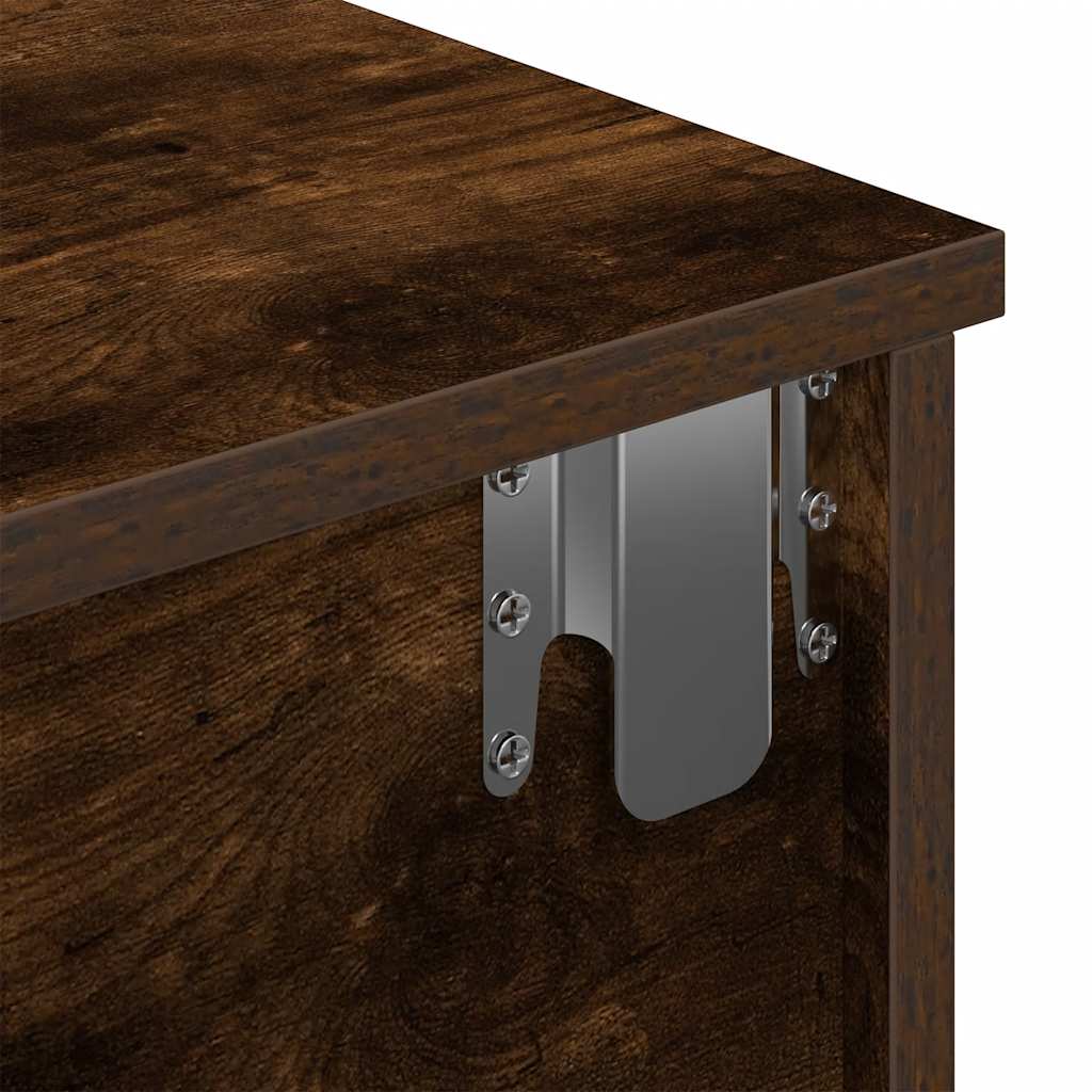 Wall shelf with drawers smoked oak 80x31x17 cm wood material