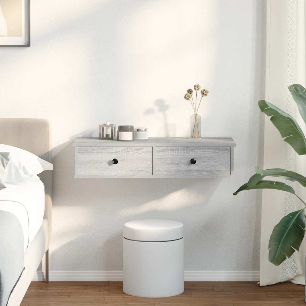 Wall shelf with drawers Grey Sonoma 80x31x17 cm wood material
