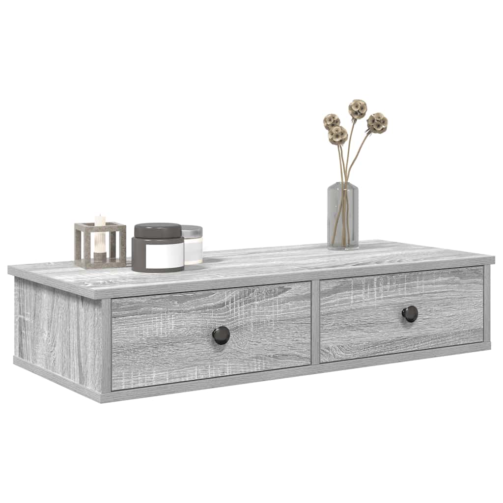 Wall shelf with drawers Grey Sonoma 80x31x17 cm wood material
