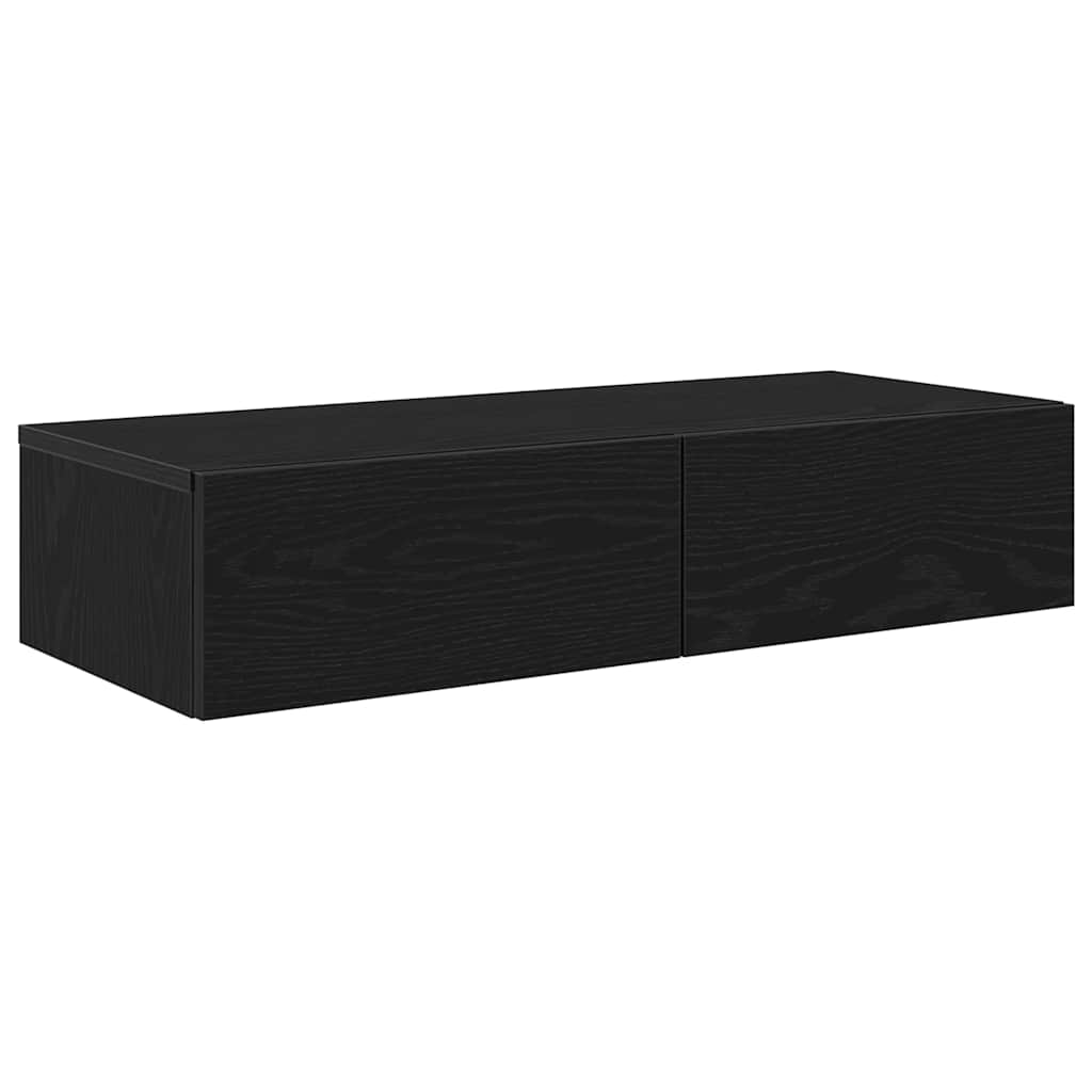 Wall shelf with drawers Black 80x33x17 cm wood material