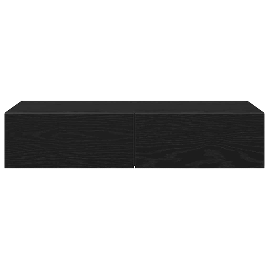Wall shelf with drawers Black 80x33x17 cm wood material