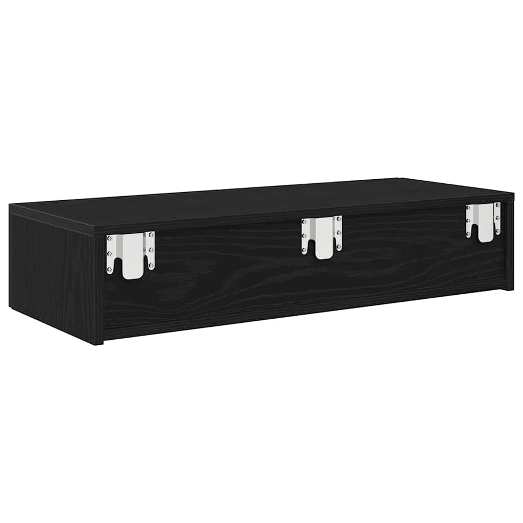 Wall shelf with drawers Black 80x33x17 cm wood material