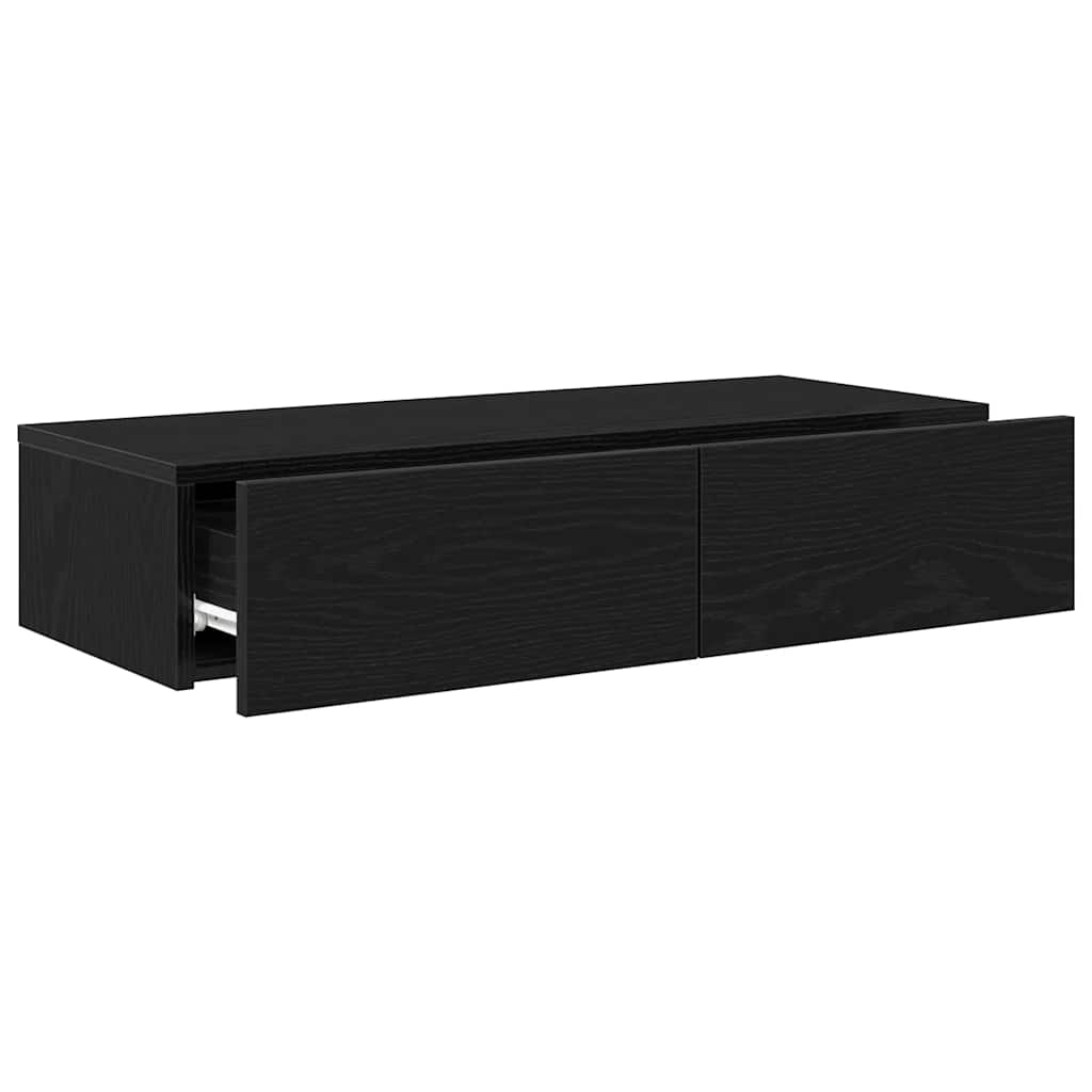 Wall shelf with drawers Black 80x33x17 cm wood material