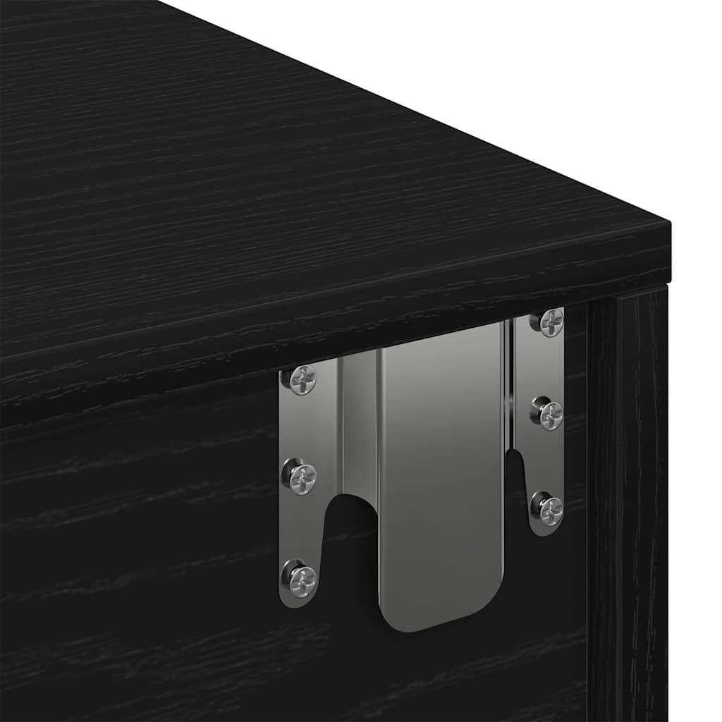 Wall shelf with drawers Black 80x33x17 cm wood material