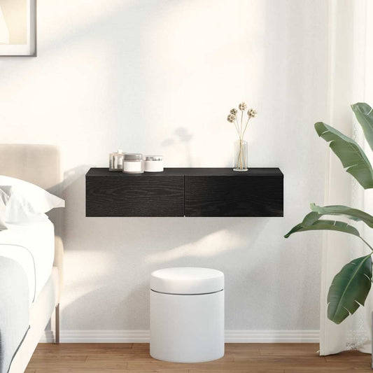 Wall shelf with drawers Black 80x33x17 cm wood material