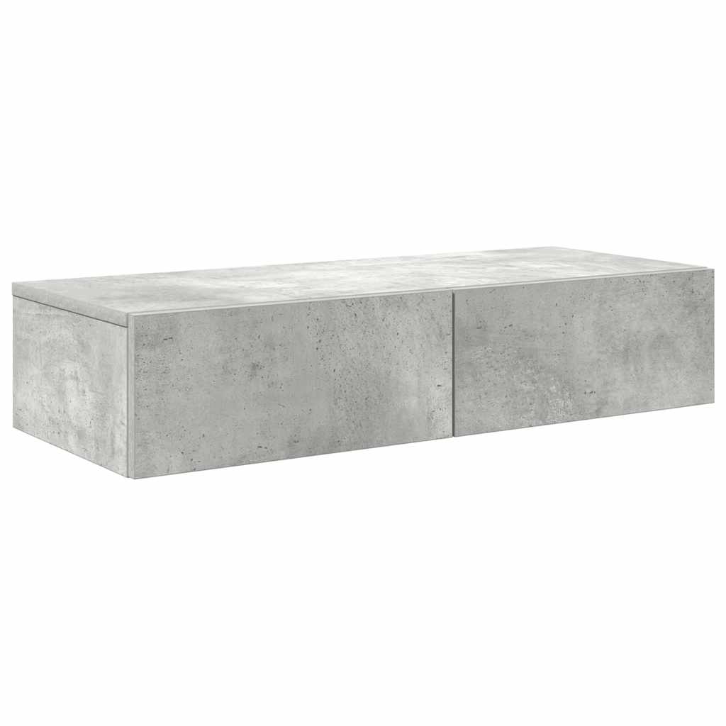 Wall shelf with drawers concrete grey 80x33x17 cm wood material