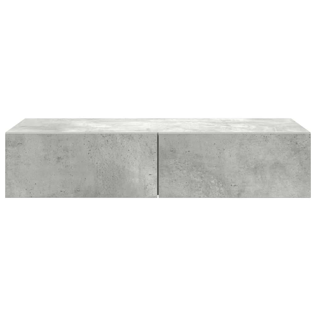 Wall shelf with drawers concrete grey 80x33x17 cm wood material