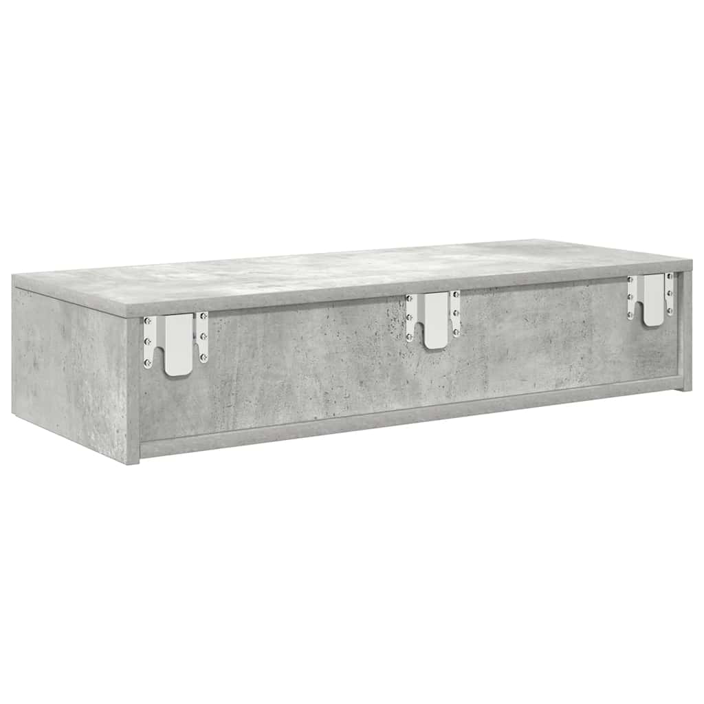 Wall shelf with drawers concrete grey 80x33x17 cm wood material
