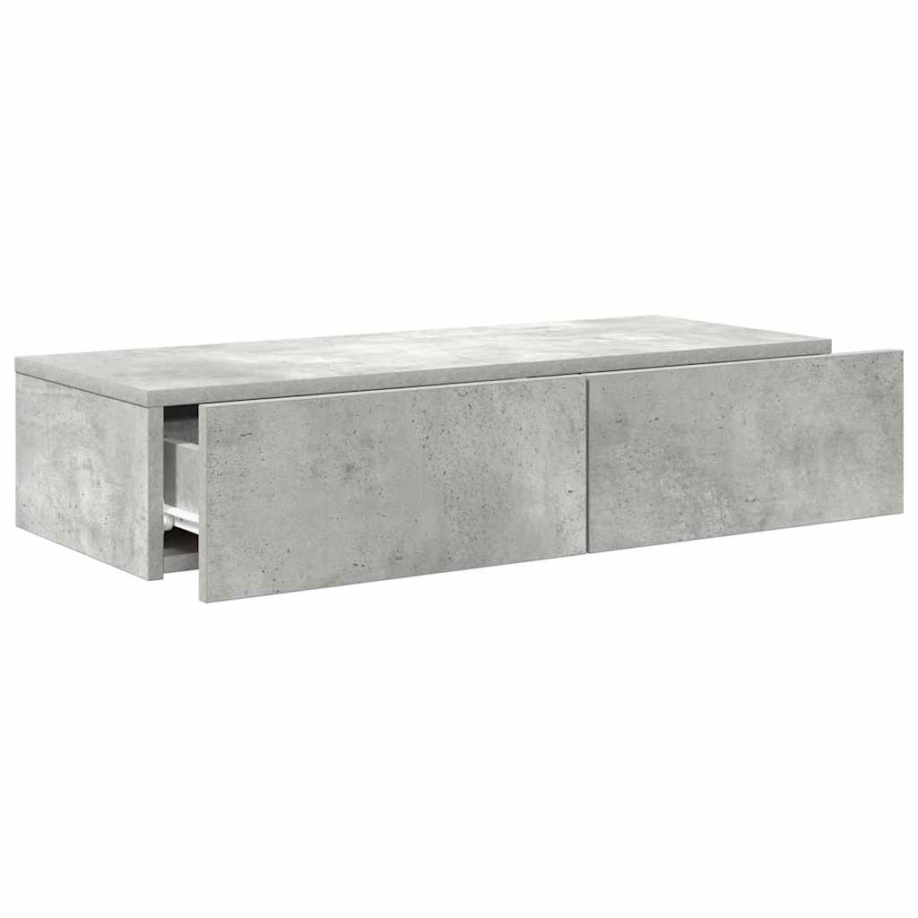 Wall shelf with drawers concrete grey 80x33x17 cm wood material