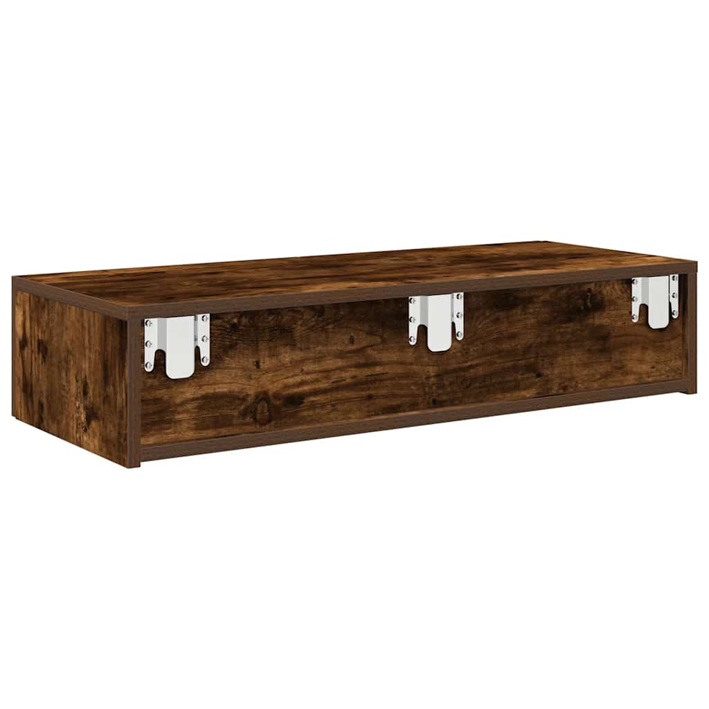 Wall shelf with drawers smoked oak 80x33x17 cm wood material