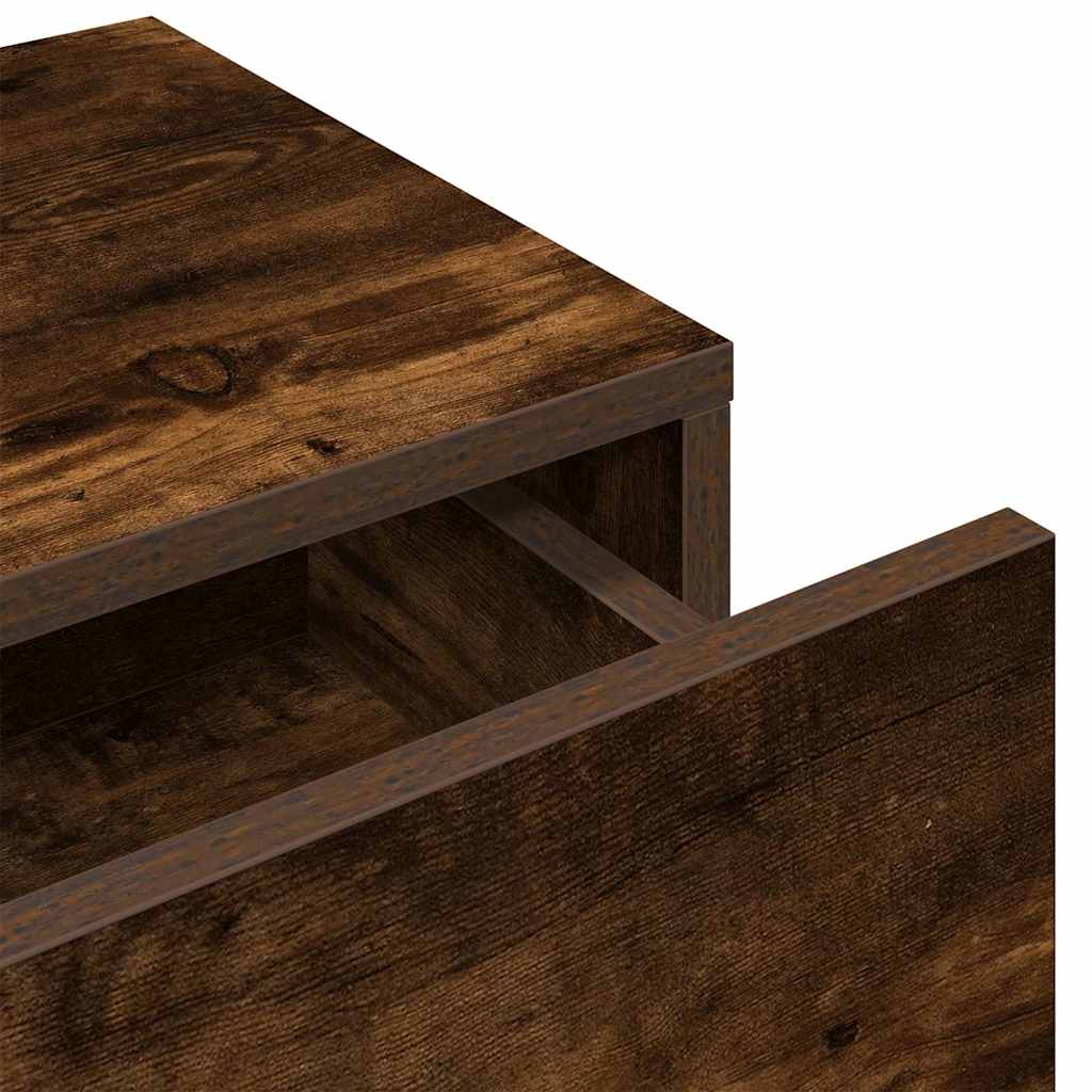 Wall shelf with drawers smoked oak 80x33x17 cm wood material