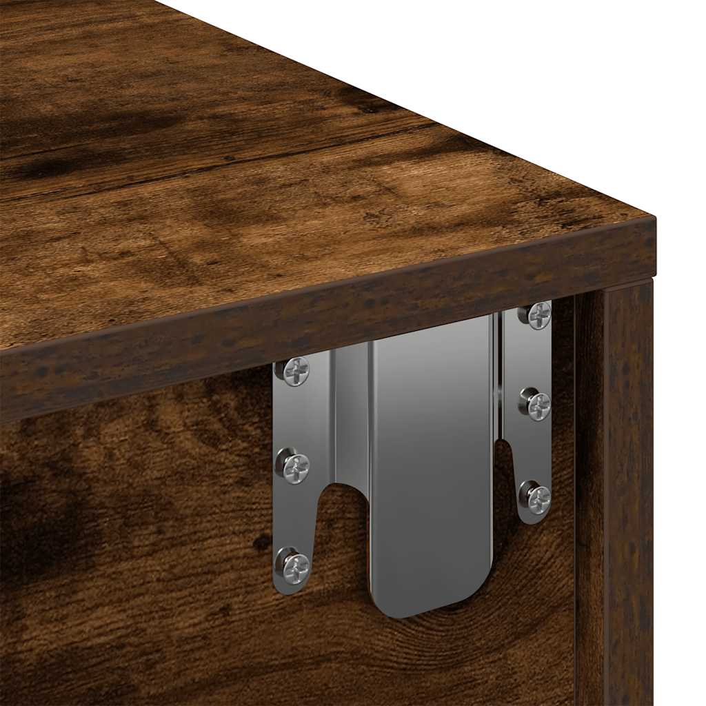 Wall shelf with drawers smoked oak 80x33x17 cm wood material