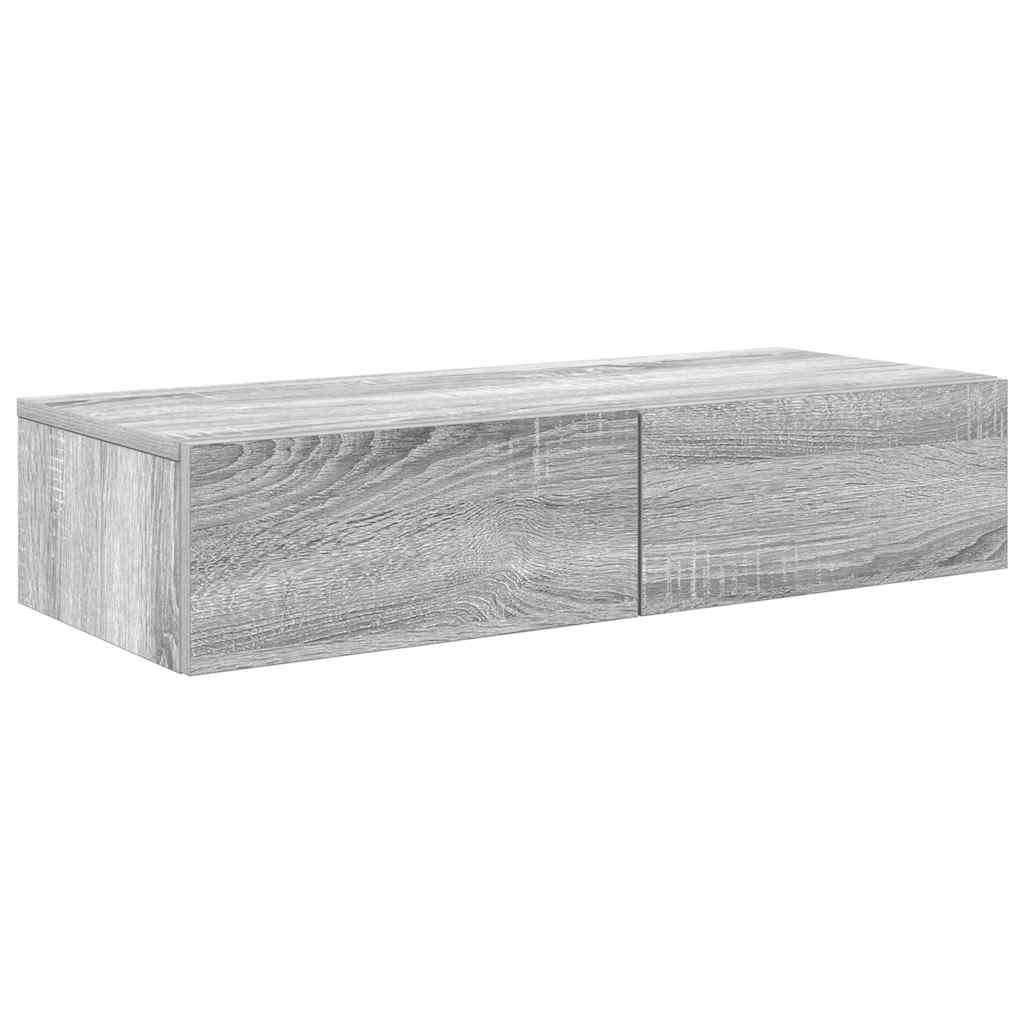 Wall shelf with drawers Grey Sonoma 80x33x17 cm wood material