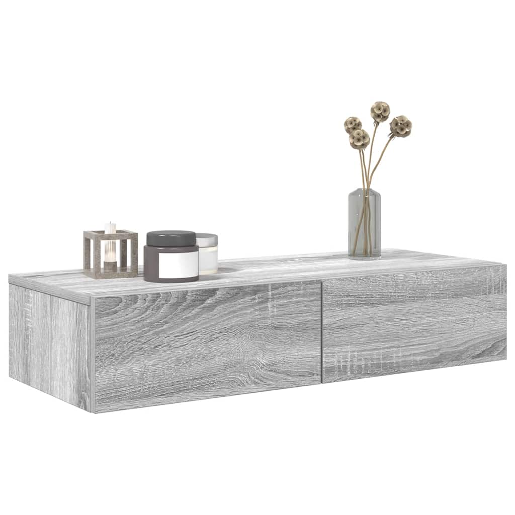 Wall shelf with drawers Grey Sonoma 80x33x17 cm wood material
