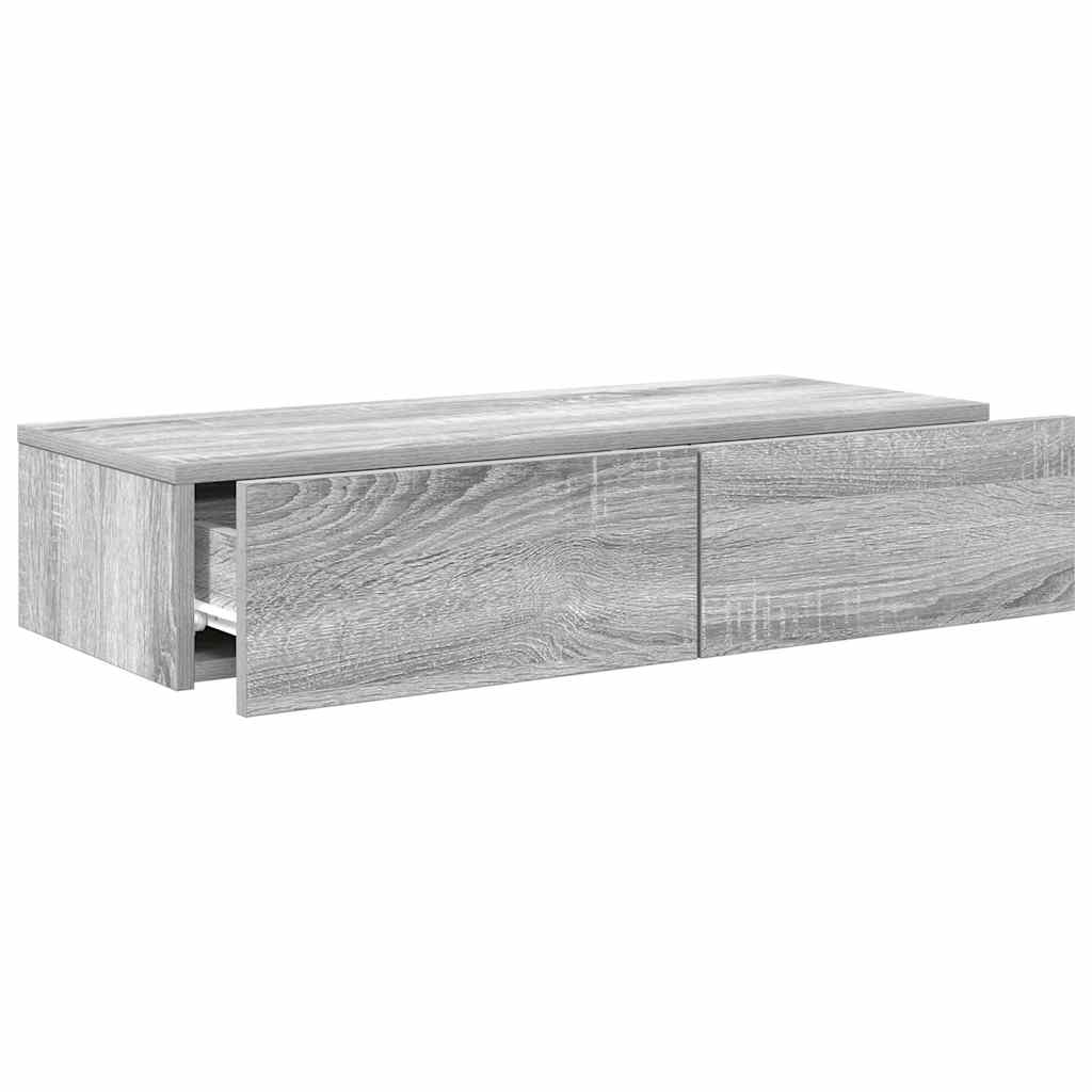 Wall shelf with drawers Grey Sonoma 80x33x17 cm wood material