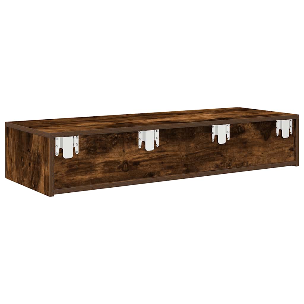 Wall shelf with drawers smoked oak 100x36x19cm wood material