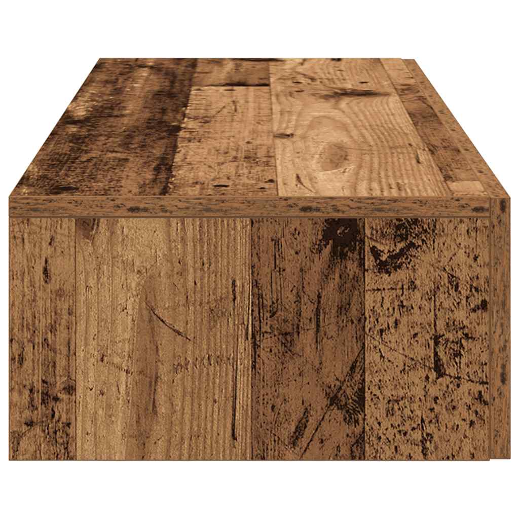 Wall shelf with drawers, reclaimed wood look, 100x36x19 cm