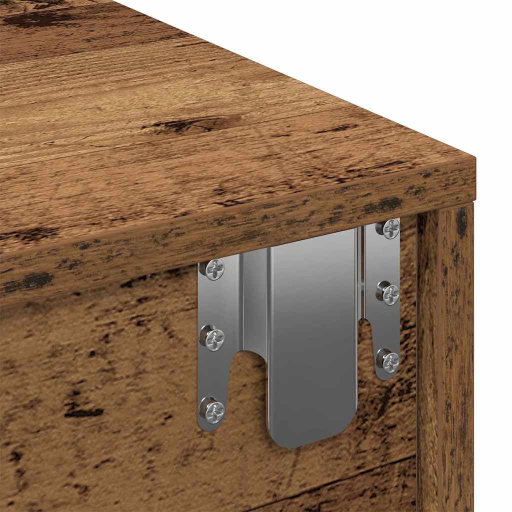 Wall shelf with drawers, reclaimed wood look, 100x36x19 cm