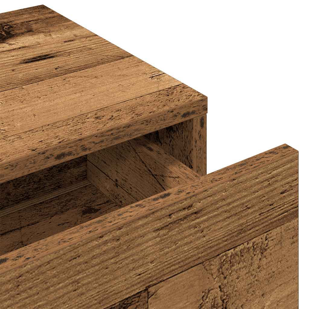 Wall shelf with drawers, reclaimed wood look, 100x36x19 cm