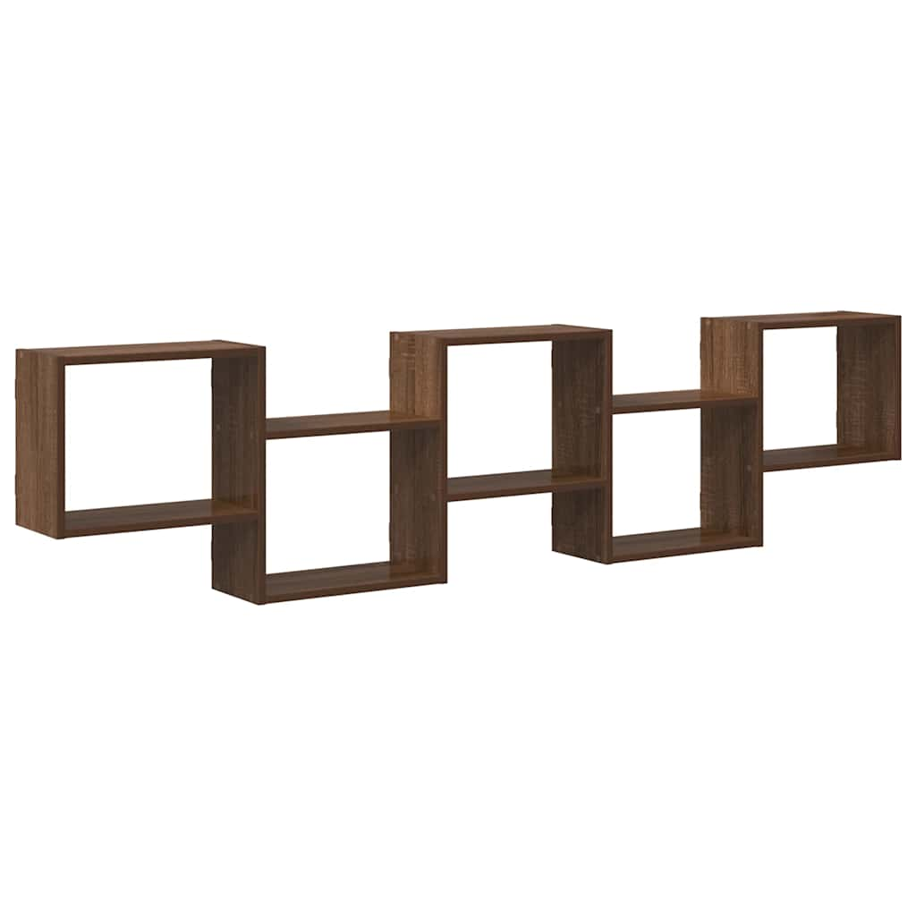 Etagère cube 5 compartiments aspect chêne marron matière bois