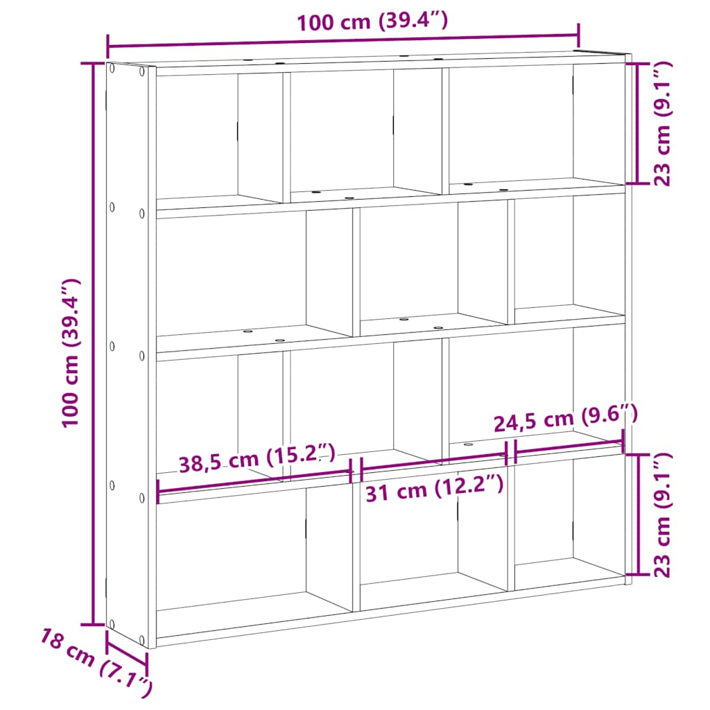 Etagère cube 12 compartiments matière bois blanc