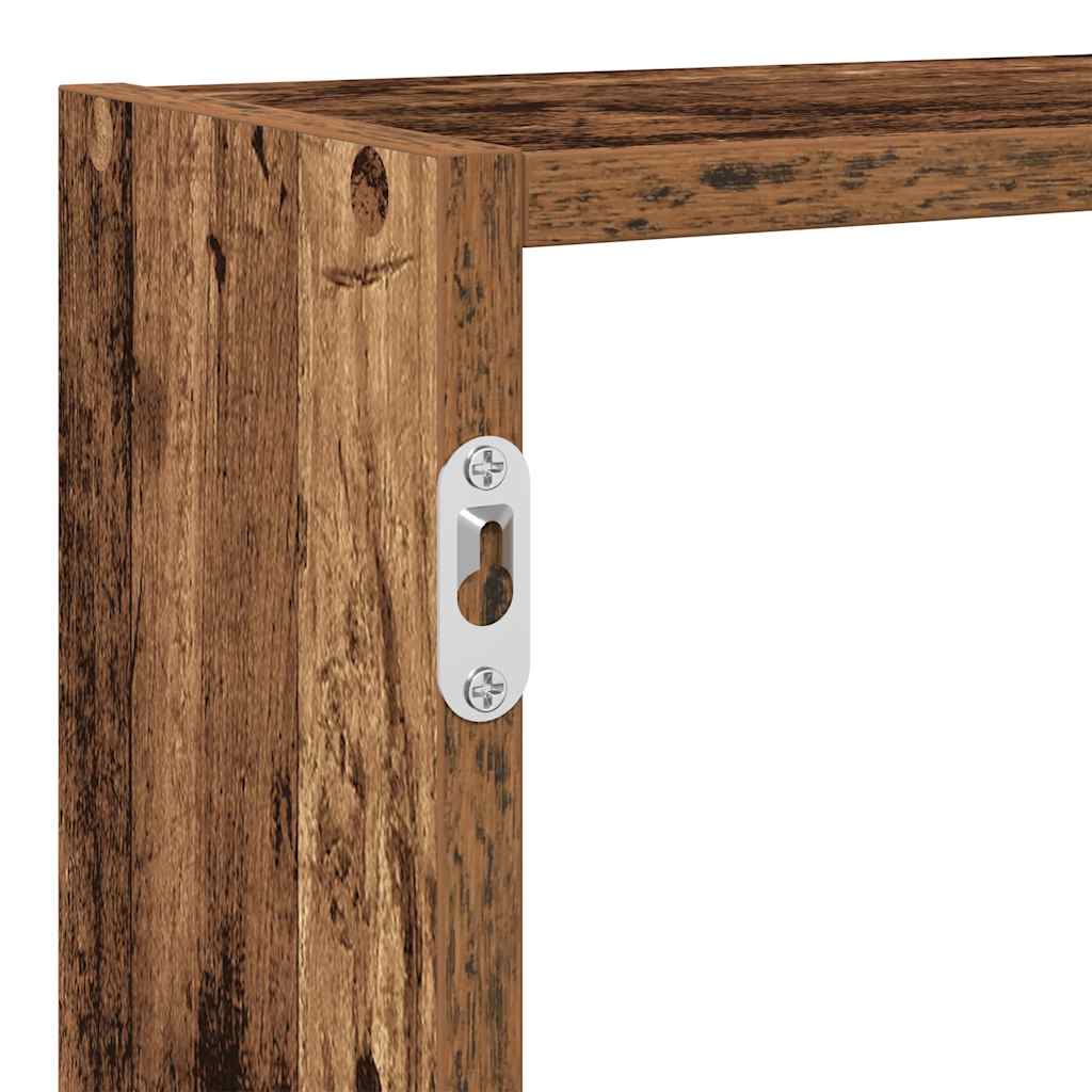 Étagère cubique 7 compartiments aspect bois de récupération en matériau bois