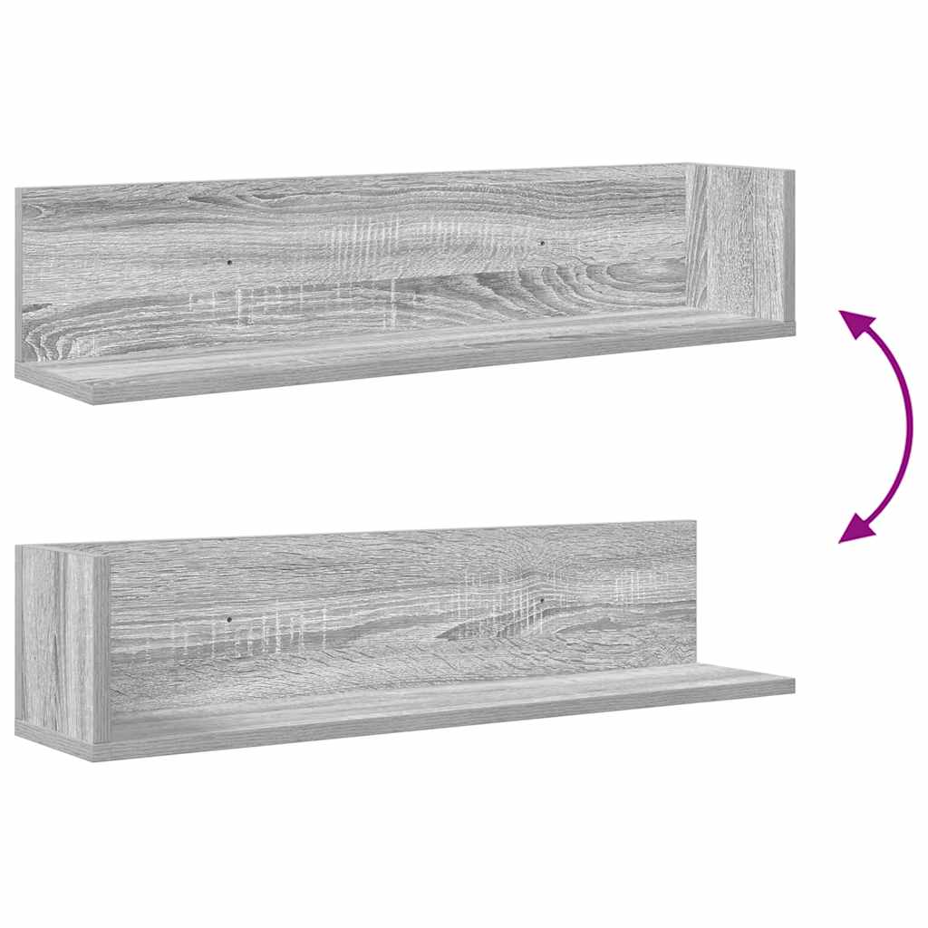 Wall shelves 2 pcs. Gray Sonoma 75x16.5x16.5 cm wood material